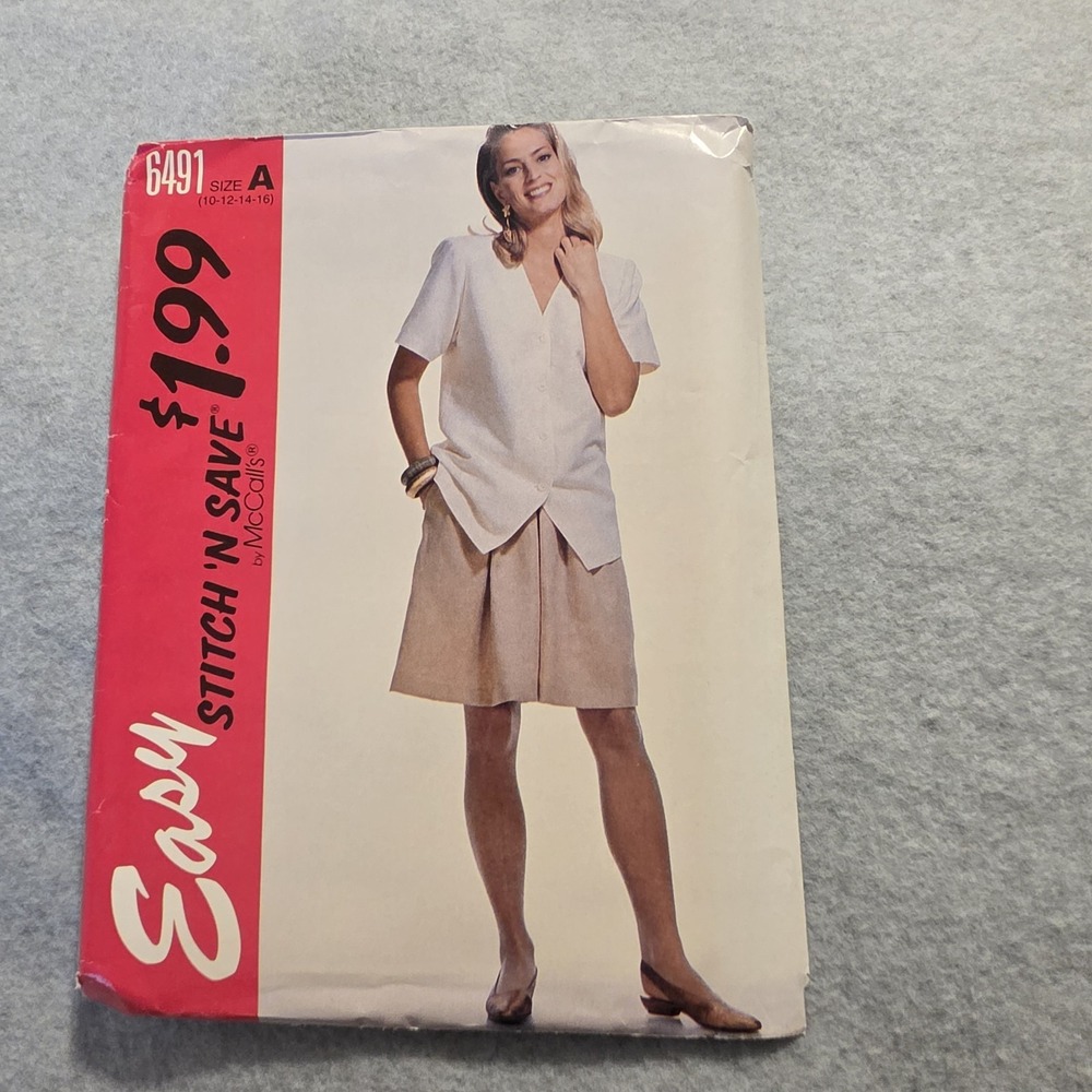 McCall's Stitch 'N Save 6491 Sewing Pattern Misses Shirt & Skirt Sz A 10-16